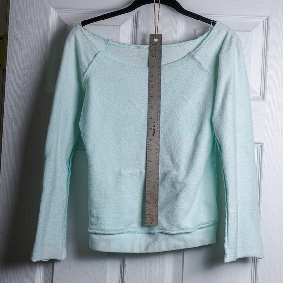 Teal Sweater Boho Off Shoulder Beachy with front pockets - Picture 3 of 5